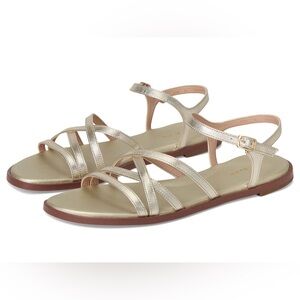 COLE HAAN FLYNN STRAPPY SANDALS IN SOFT GOLD 9